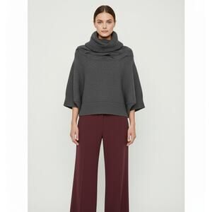 Vince Knit Turtleneck Batwing cable knit Sweater Charcoal Gray fuzzy Luxe Size M